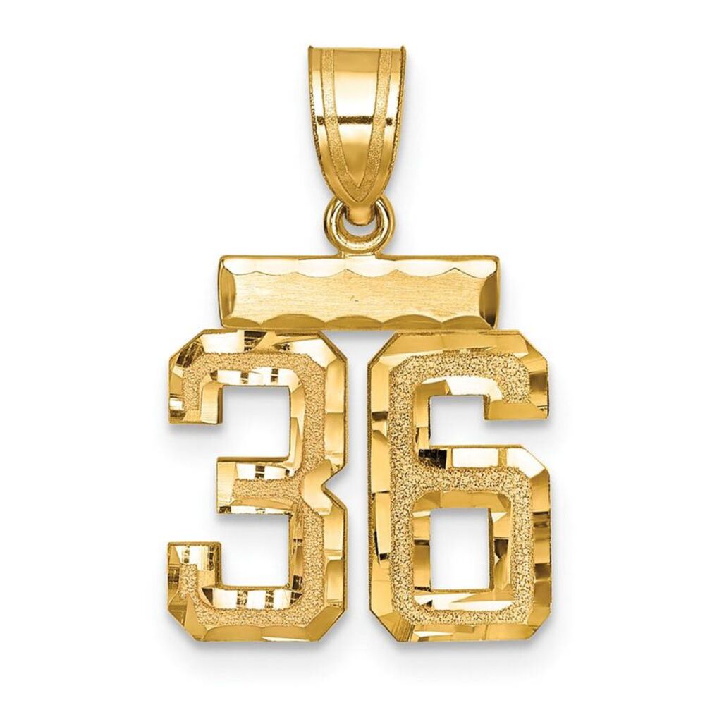 14k Yellow Gold, Varsity Collection, Small D/C Pendant Number 36